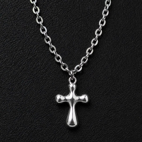 Silver bubble cross necklace - silver,