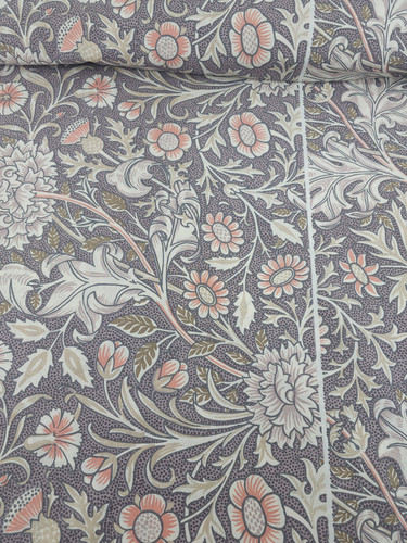 Grey peach retro floral 100 - grey/peach, 100%