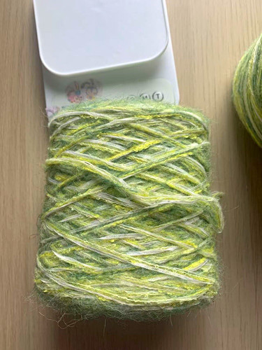 Green yellow white boucle - yellow,