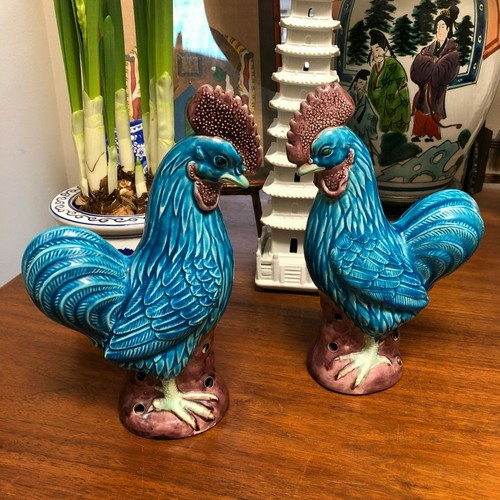Pair chinoiserie turquoise - pair,