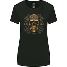 Embossed Golden Skull Womens Wider Cut T-Shirt
