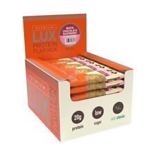 LUX 20g High Protein Flapjacks - White Choc Rasp - Best Oat Snack Bar - 24 Pack