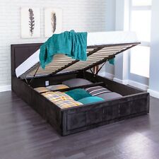 OTTOMAN STORAGE GAS LIFT UP DOUBLE & KING SIZE FABRIC BED MEMORY FOAM MATTRESS