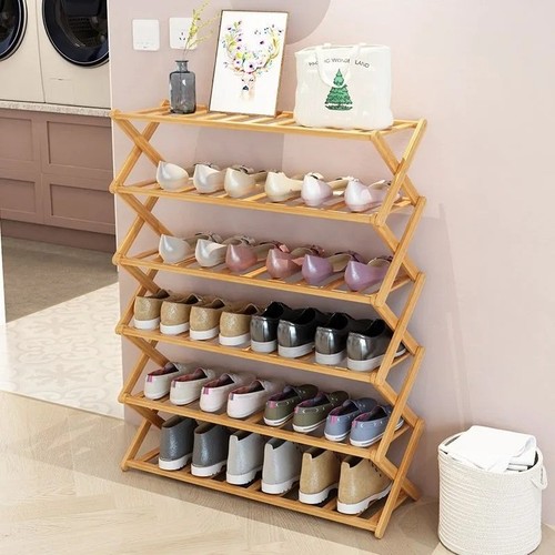 Folding bamboo shoe rack - folding,