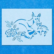 Mum Baby Deer Lying Stencil: Mylar Airbrush Wall Art Painting Crafts , DIY