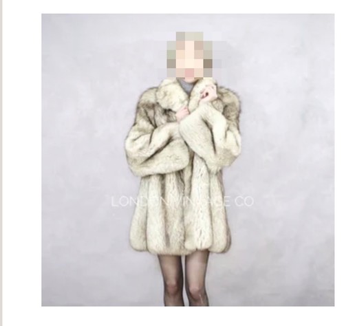 Vintage fox fur coat blue - coat,