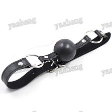 PU Leather black Soft Rubber Ball Gag Costume