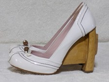 Boxed NWOT Hard Hearted Harlot Star Kid White Leather High Heel Shoes EU39/UK6