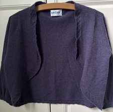 Brora 100% Scottish Softest Cashmere Shrug Bolero. Purple . UK 12-14. VGC
