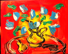 FLOWERS  painting Abstract Modern Art  Contemporary  WALL DECOR EY3G4F