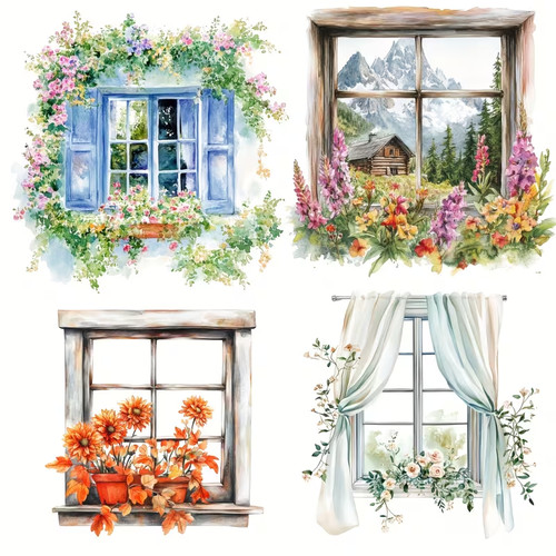 Vintage floral window - floral,