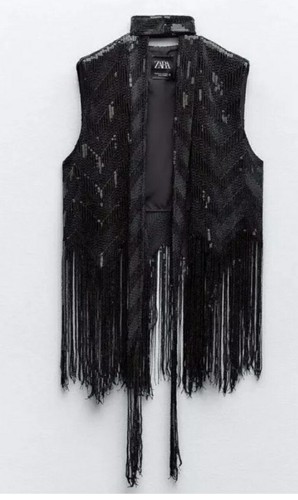Zara black sequinned - black, waistcoat