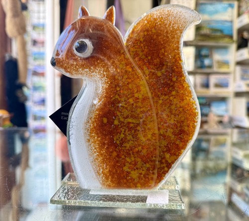 Fused glass ornament squirrel - ornament,