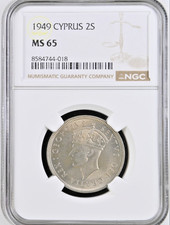 CYPRUS 2 shillings 1949 in UNC