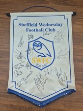 Vintage Sheffield Wednesday F C Pennant Signed Autographs.