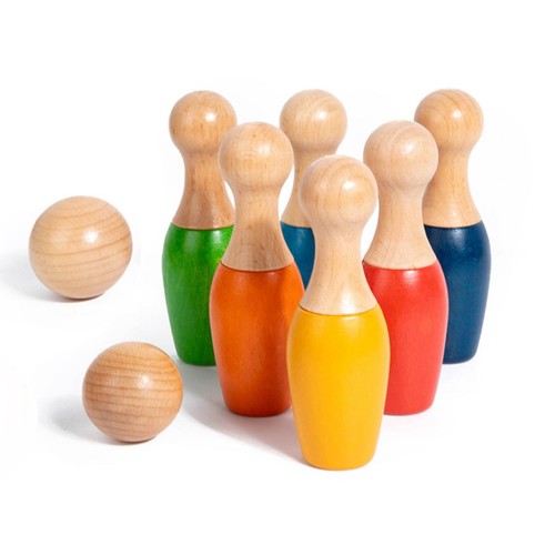 Wooden tabletop bowling game - bowling,