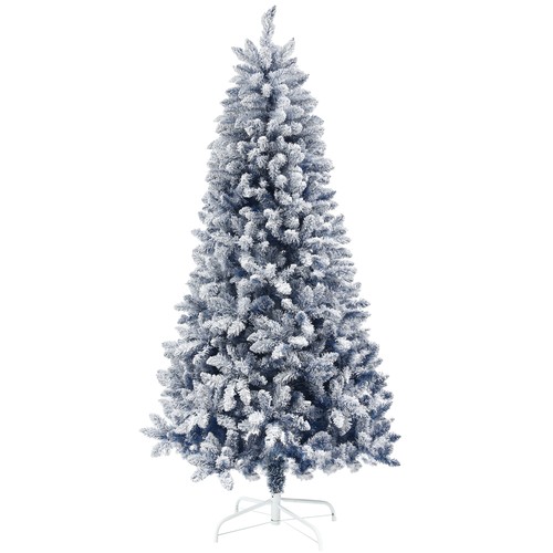6ft blue flocked christmas - blue,