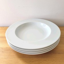 4  Wide Rim Soup/Pasta Bowls Plates White Porcelain Limoges France 31cm x 4 cm