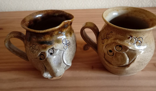 Pretty ugly pottery mug jug - pretty, &