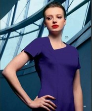 SIMON JERSEY PURPLE SCOOPED ANGLED NECK BEAUTICIAN TUNIC BEAUTY SALON SPA FD2430