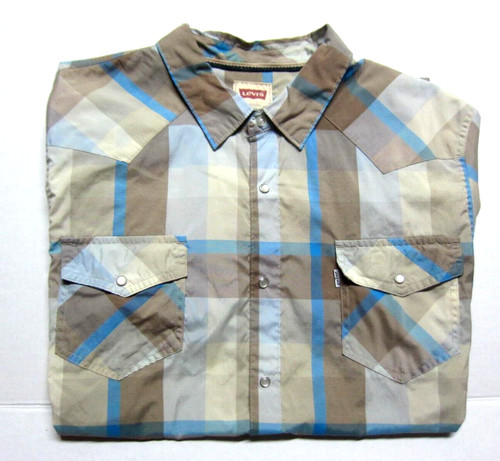 Levi blue brown plaid - blue, white