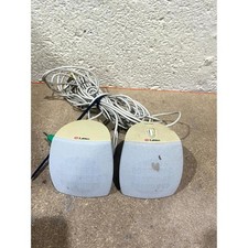 Pair of Labtec Computer Satellite Speakers Beige Wired 3.5mm Jack Volume Control