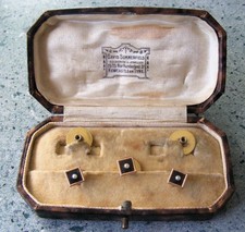 ANTIQUE DAVID SUMMERFIELD GOLDSMITH & JEWELLER SHIRT STUDS PRESENTATION BOX