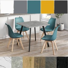80cm Dining Table & 4 Pcs Tulip Chairs Set Modern Wood Metal Kitchen Furniture
