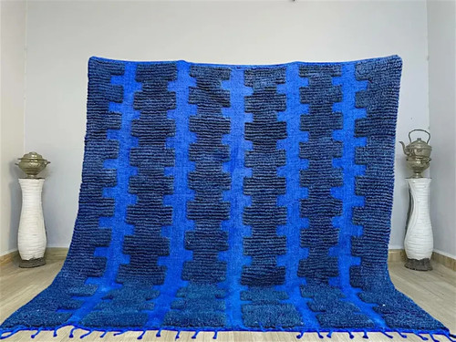 Handmade blue moroccan - blue, rug