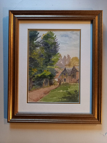 Framed watercolour a rural - of,