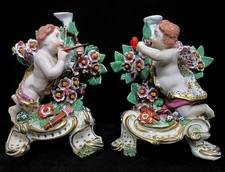 Bow Porcelain Cupid Candlesticks c1765