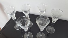 6 Etched Vintage style glasses