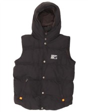 SUPERDRY Mens Hooded Padded Gilet UK 38 Medium Black Nylon KF29