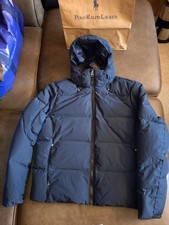 Polo Ralph Lauren Tyrol Navy Blue Down Hooded Jacket Coat XL BBWT 0555