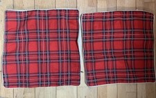 2 Signare Tapestry Red Tartan Cushion Covers Washable Polyester 17” (B46