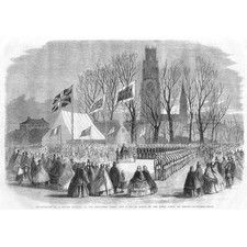 LINCOLNSHIRE Presentation Silver Bugle to Artillery Corps at Boston - Print 1860