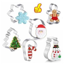 6Pcs Christmas Cookie Cutter Set, Biscuit Cutters Christmas Tree Gingerbread Man
