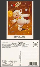BONZO DOG George Ernest G.E. Studdy Postcard Lets Party, Bull Dog Terrier BO580