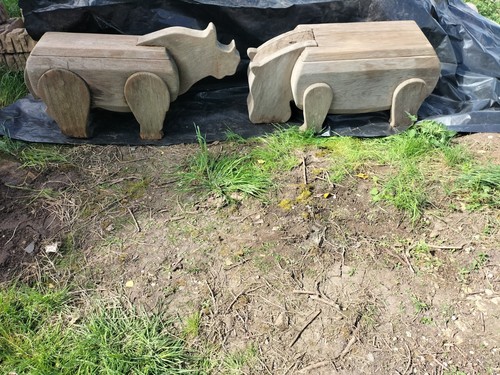 Oak garden benches - benches, rhino