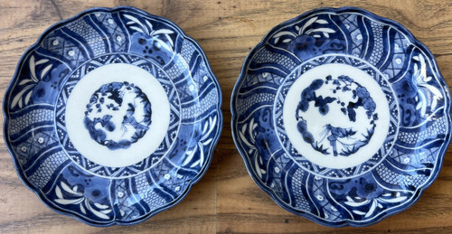 Meiji 1880 pair japanese blue - pair,