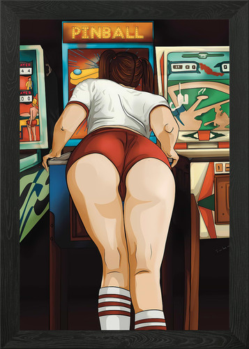 Sexy pinball girl framed wall - sexy,