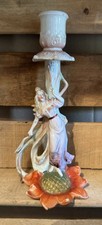 Vintage Kitsch China Candlestick with Figurine and Flower detail #JYL34