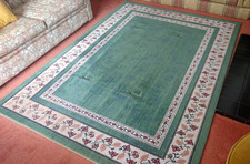 Vintage Country Large Green red Floral white bordered House Rug - 168cmx230cm