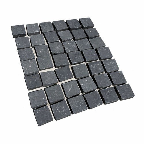 Black basalt riven setts - black,