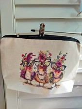 Crazy Cartoon Chicks Woven Polyester Makeup/Storage 10.2x7in Great Gift Idea