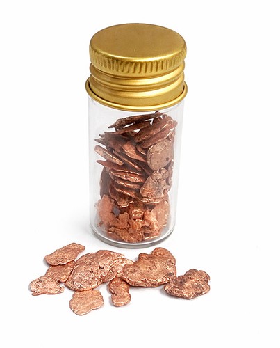 Copper nuggets with - copper, vial