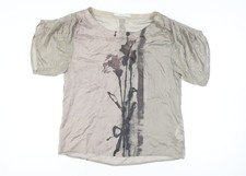 Zara Basic Women’s Beige Silk Puff Sleeve Floral Blouse L