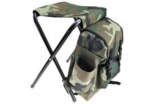 2 in 1 Oxford Fishing Tackle Backpack Bag Camping Foldable Stool Seat Chair Set