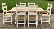 QUALITY SHABBY CHIC SOLID  OAK REFECTORY TABLE OBLONG & 6 MATCHING CHAIRS.