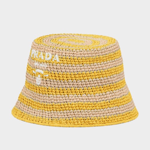 Prada stripe raffia bucket hat - stripe,